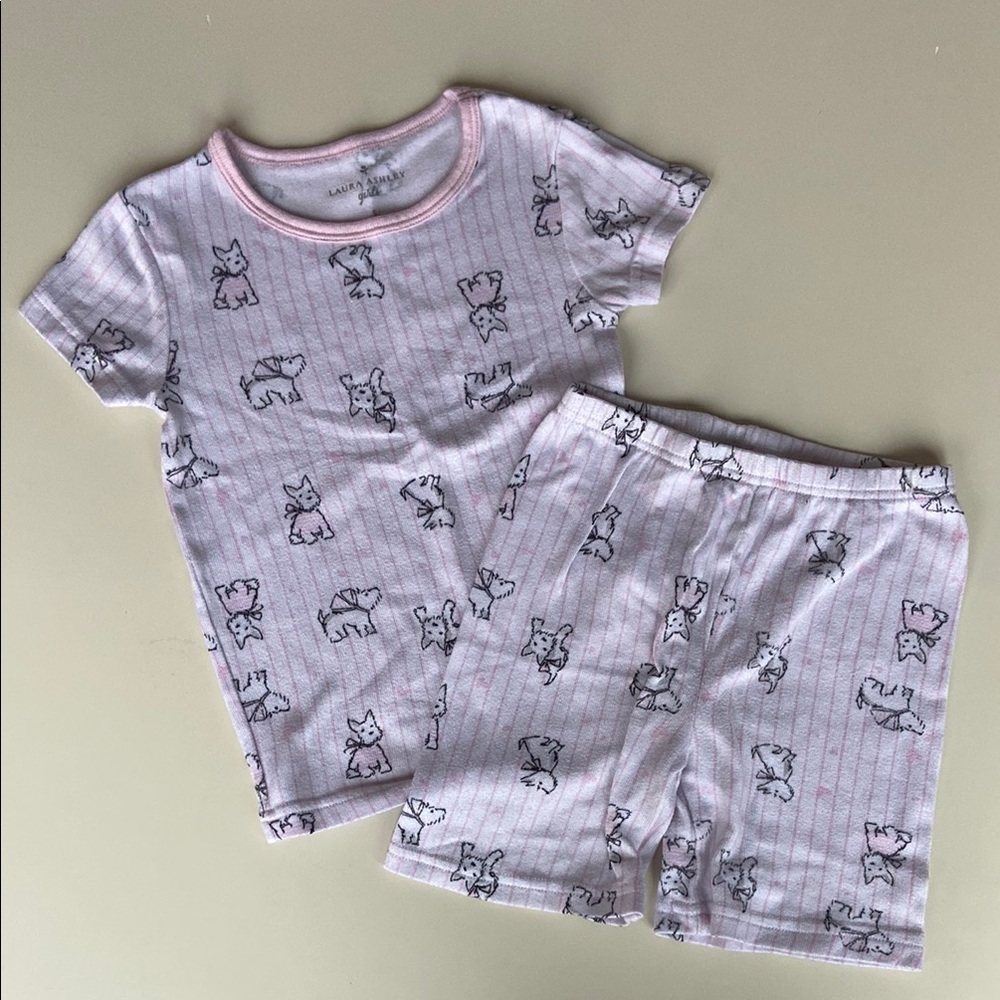 LAURA ASHLEY Striped Scottie Dog PJ set